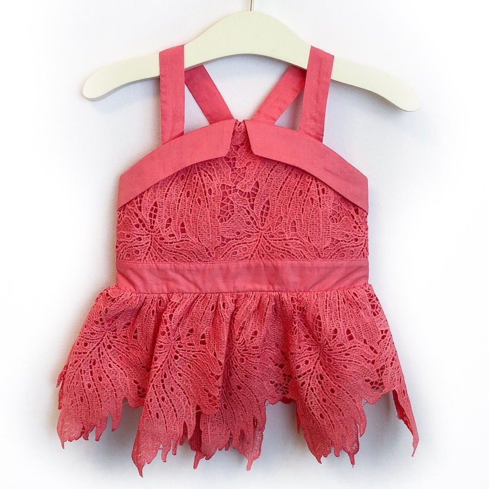 Genuine Kids Baby Peplum Coral Lace Top